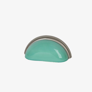 #29-105 Glass Bin Pull in Mint Green, Brushed Nickel Finish