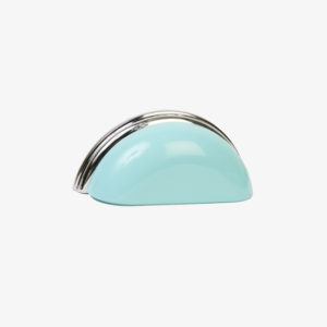 #29-510 Metal Bin Pull in Robin's Egg Blue. Polished Chrome Finish