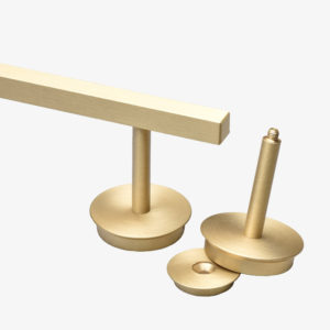 #31-002 Square Bar Towel Bar Brackets in Brushed Brass