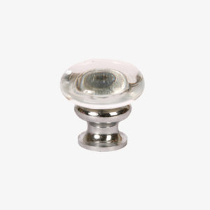 #36-201 Glass Mushroom Knob in Transparent Clear Glass, Polished Chrome Finish Base