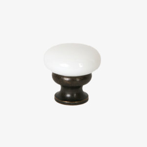 #39-303 Glass Mushroom Knob in Milk White Glass, Oil Rubbed Bronze Finish Base