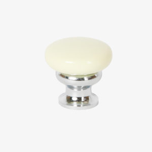 #39-508 Metal Mushroom Knob in Buttercup Yellow Enamel, Polished Chrome Finish