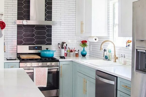 Apartment Therapy: Before and After: This New Kitchen Has a Very Unique Tile Backsplash