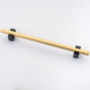 8" Two-Toned Pull in Brushed Brass Finish with Matte Black Post (#31-513)